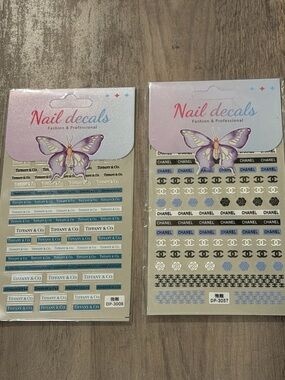 Nail Decals in Blue, Gold, Black, White